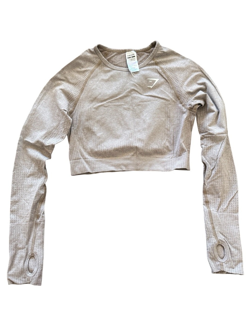 Gymshark Women’s Long Sleeve Cropped Vital Seamless Top - Taupe Beige